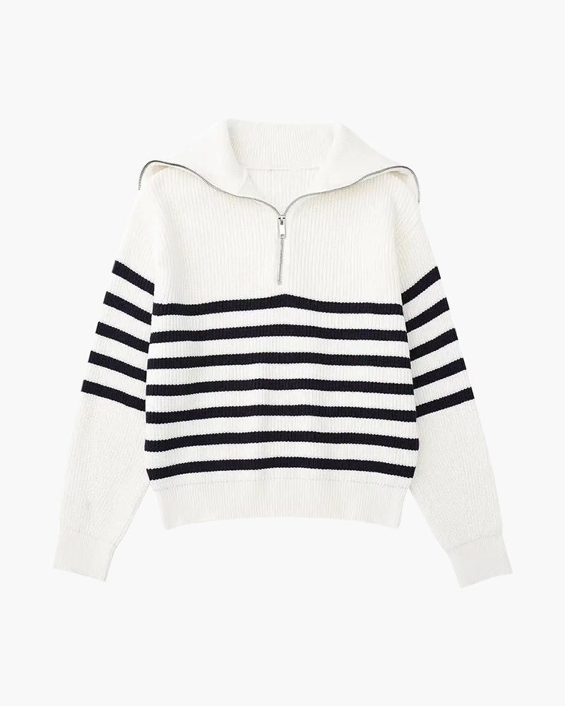 DV Striped Zip-up Sweater