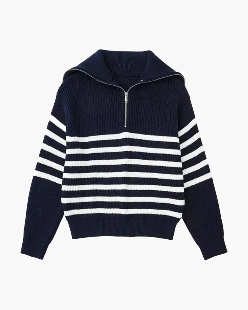DV Striped Zip-up Sweater