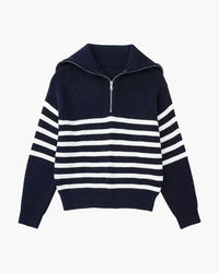 DV Striped Zip-up Sweater