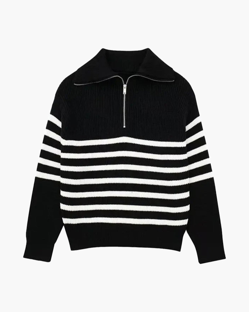 DV Striped Zip-up Sweater
