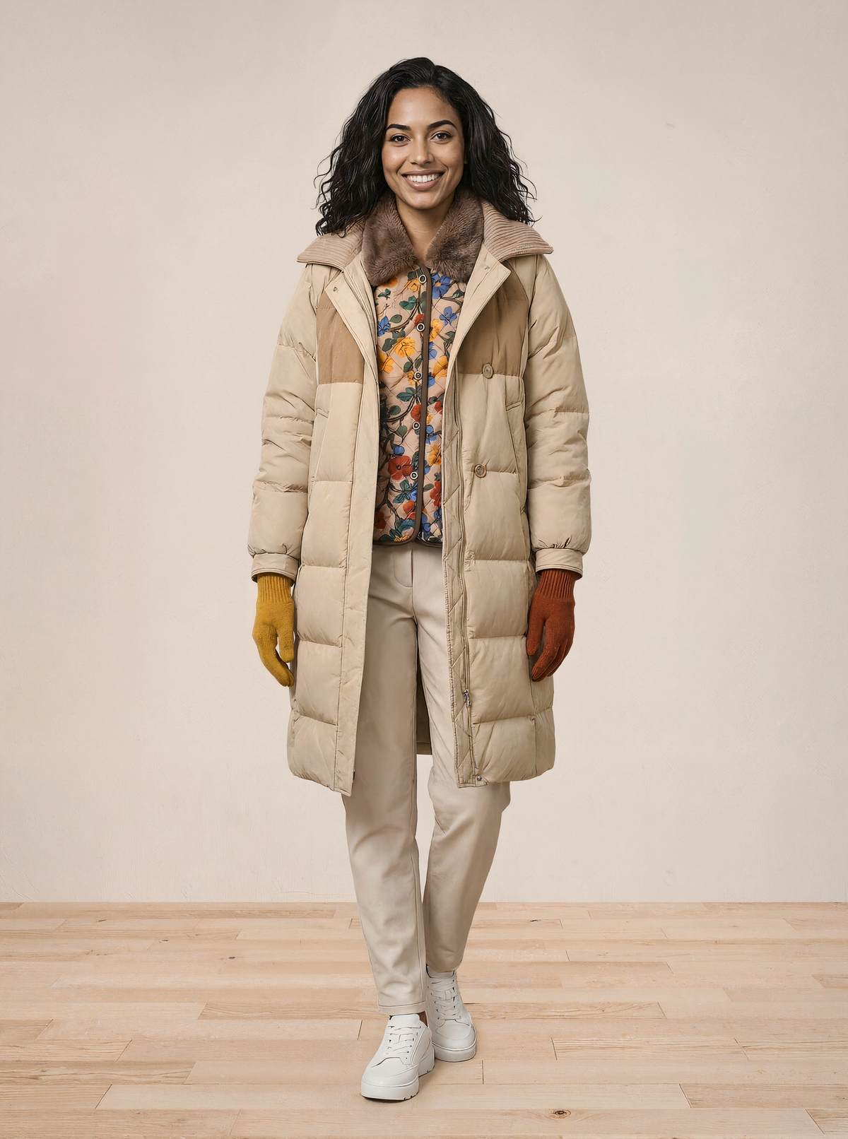 Fashionable Knitted Long Cotton Coat