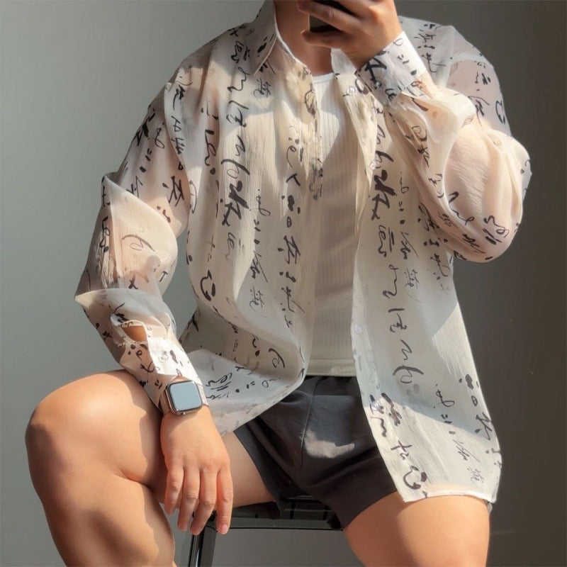 Sheer Fabric Slim-fit Edgy Shirt