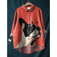 Retro Digital-print Animal Shirt