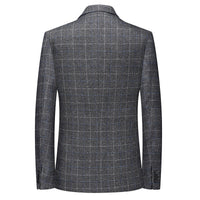Single-Breasted Plaid Business-Casual Jacket