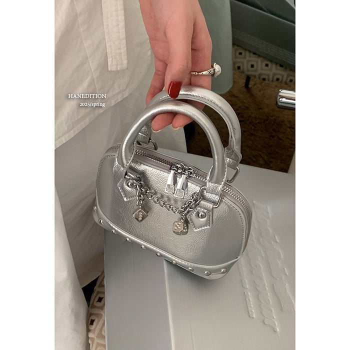 Champagne-gold Shell Bag Fashionable Shoulder And Crossbody Style