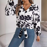 Lace-up Chiffon Blouse Top