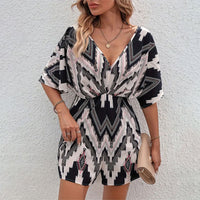Printed V-Neck Loose-Fit Jumpsuit