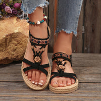 Large-Size Flat Beaded Sandals