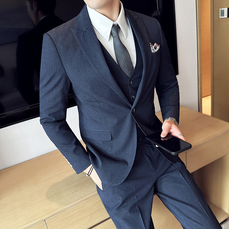 Business Formal Striped Three-piece Suit