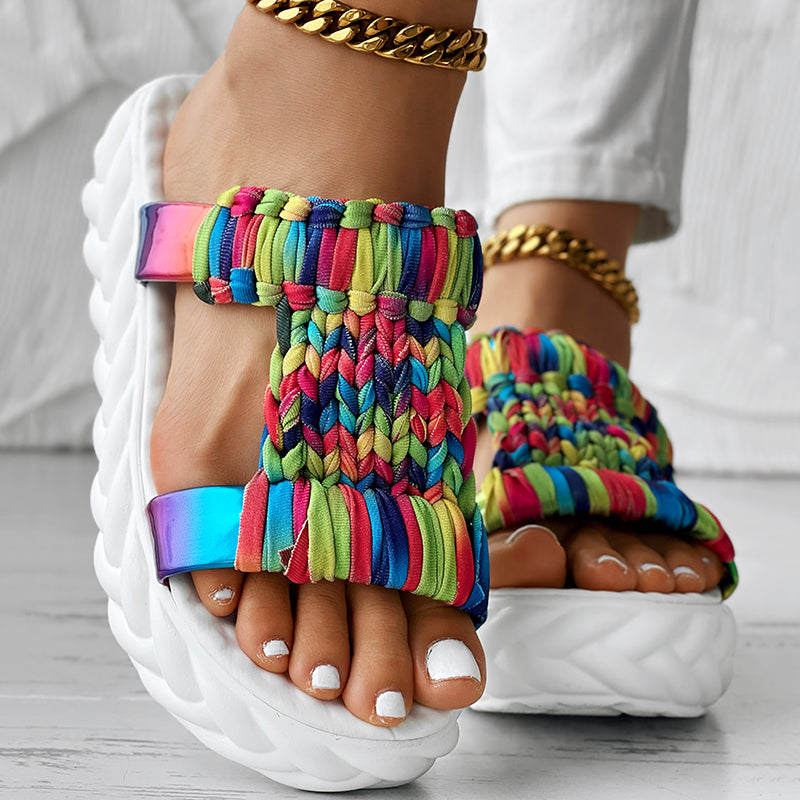 Braided Knit Hollow Open Toe Sandals