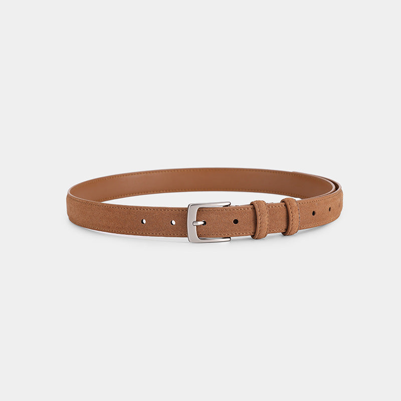 Retro Pin Buckle Suede Cowhide Belt