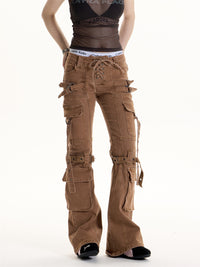 Retro Hot Girl Brown Cargo Jeans