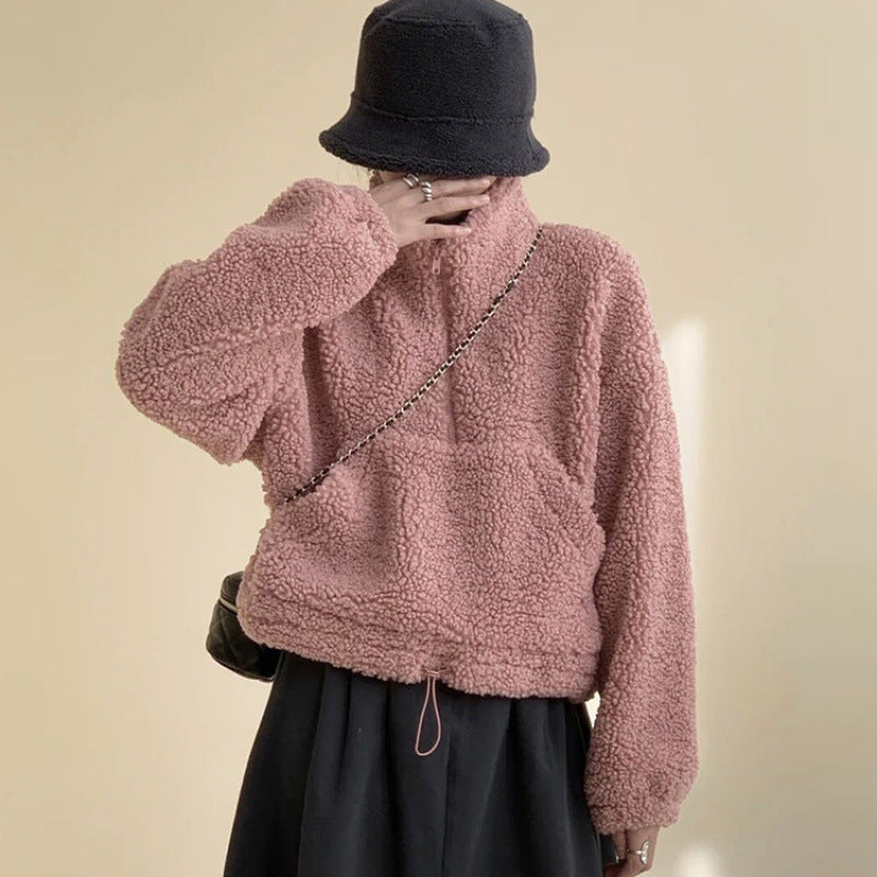 Half-Zip Stand Collar Sweatshirt