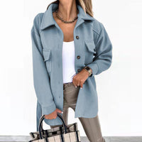 Solid-color Lapel Wool Coat