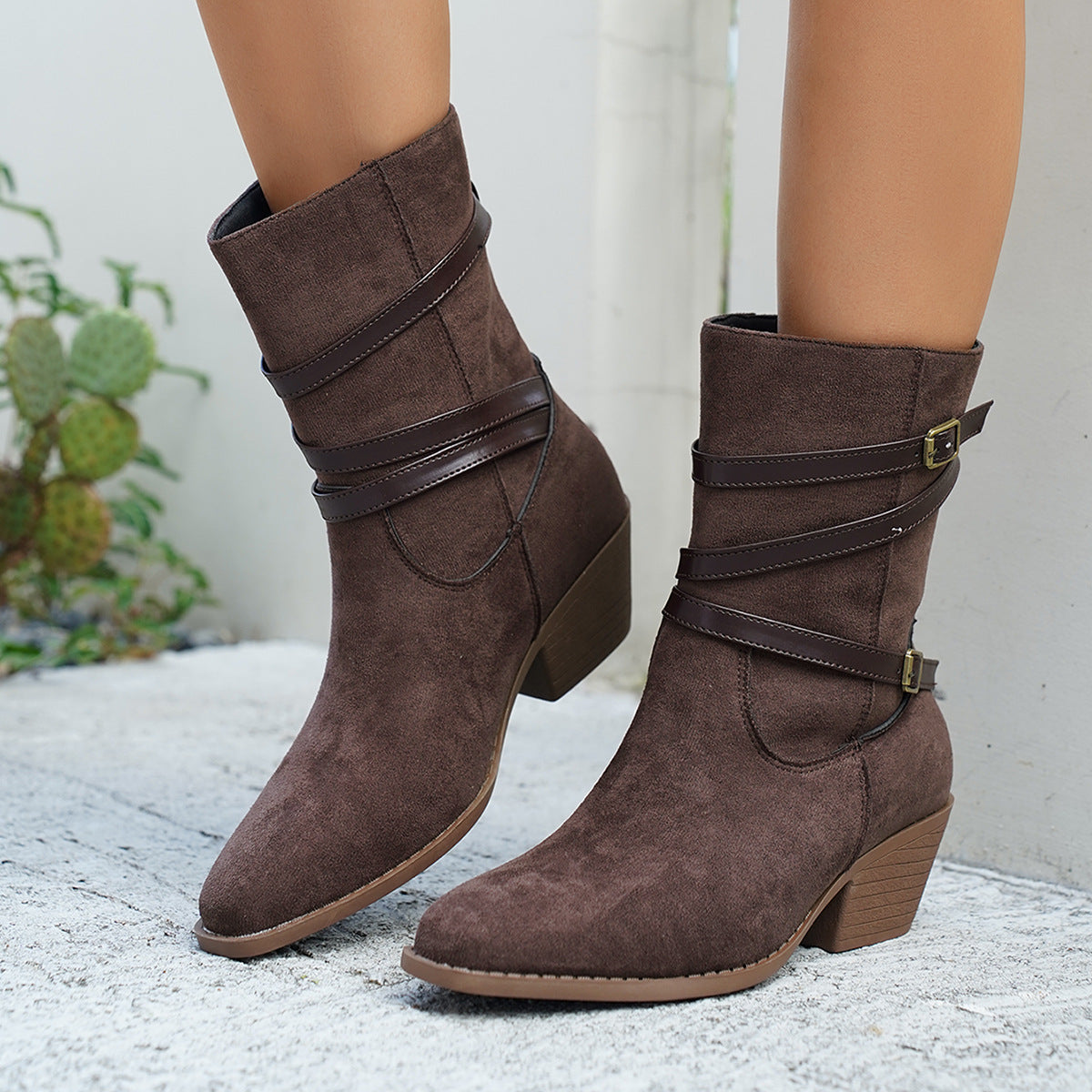 Cotton Low-cut Vintage-style Boots