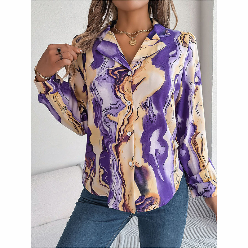 Fashion Button Down Shirts V Neck Long Sleeve