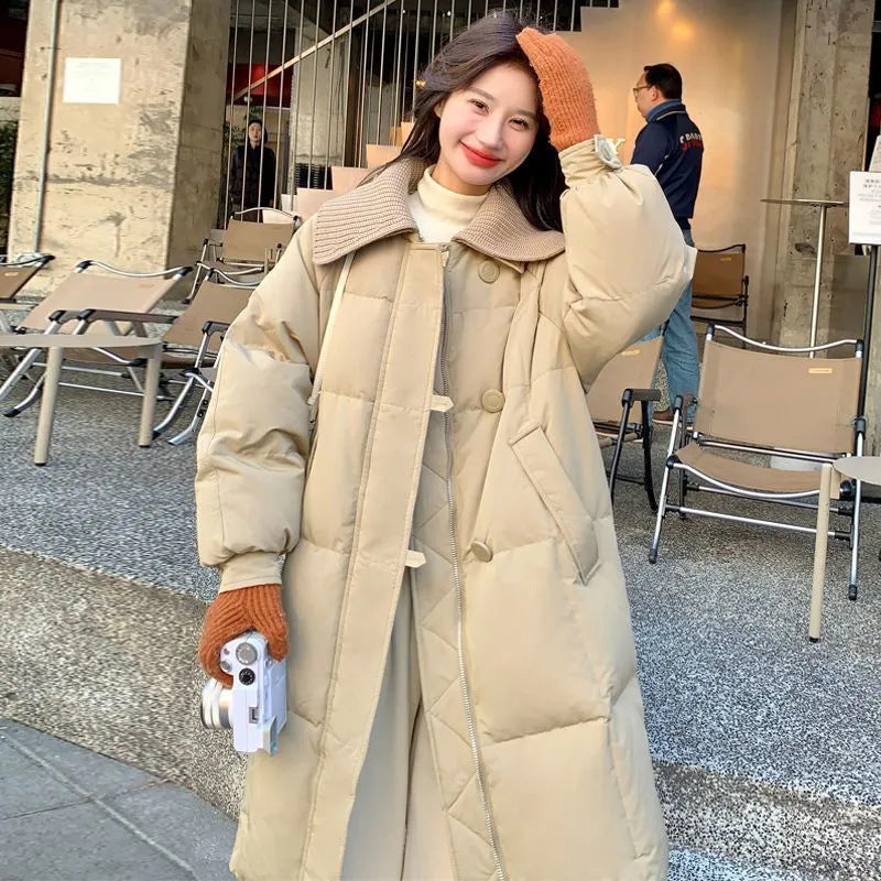Fashionable Knitted Long Cotton Coat