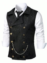 Double-Breasted Chain-Attached Suit Vest