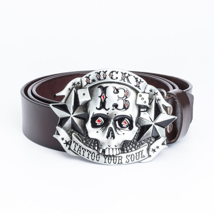 Leather Belt Skull Skateboard Buckle