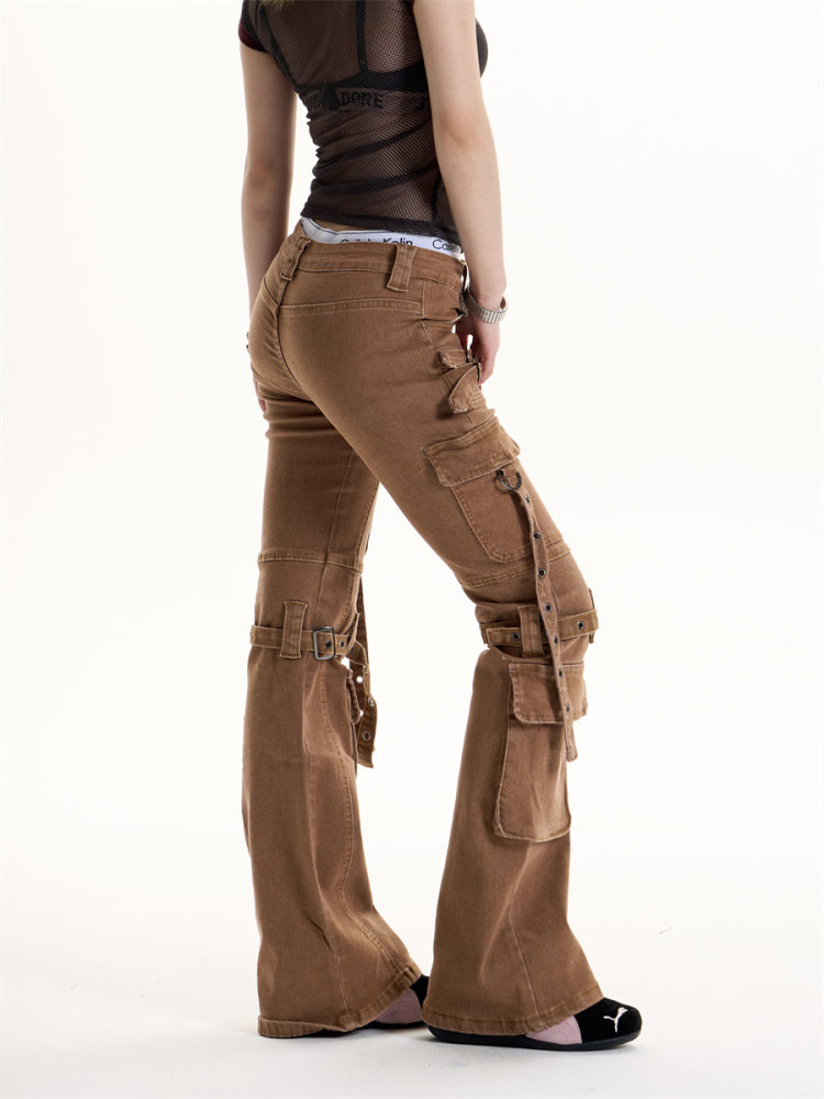 Retro Hot Girl Brown Cargo Jeans