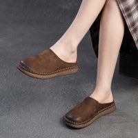 Genuine Leather Retro Wrap-around Lazy Slippers