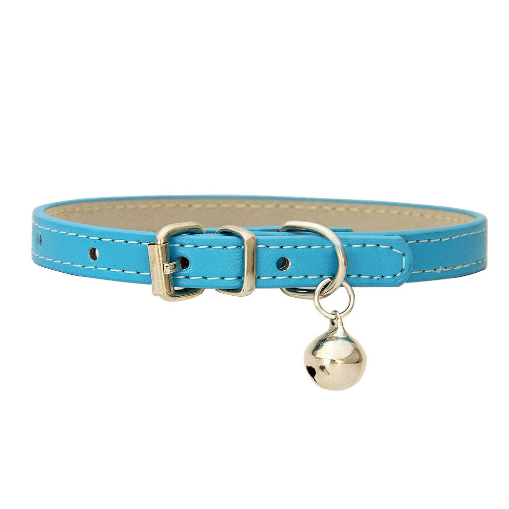 Japanese Style Bell PU Leather Leash Pet Dog Collar