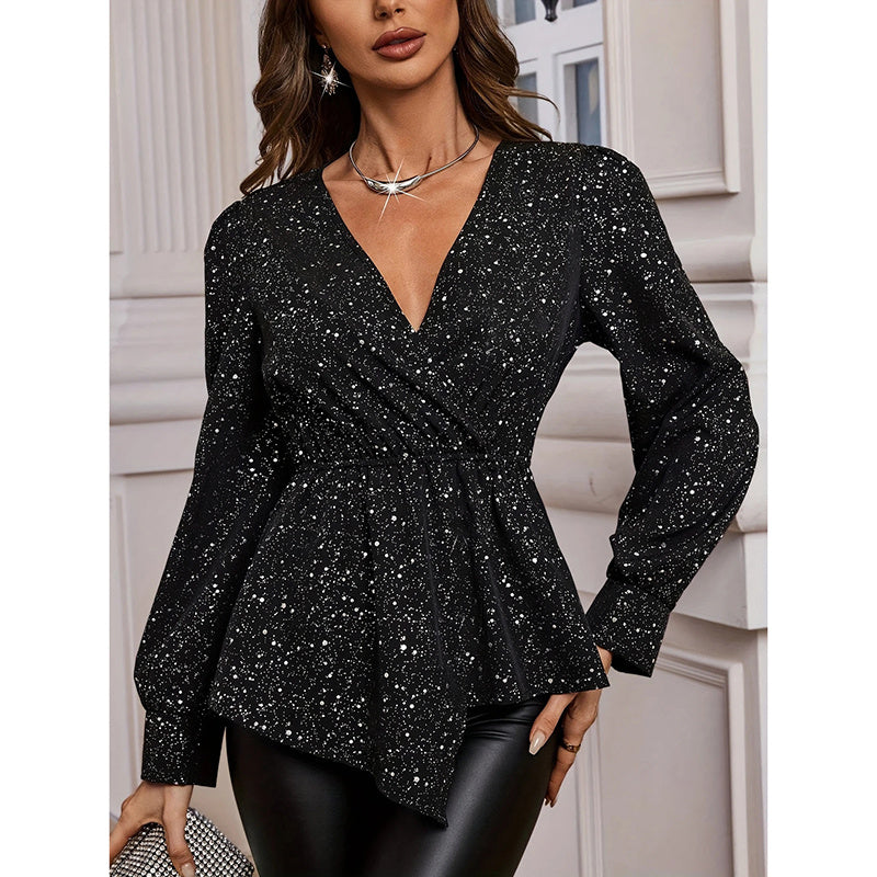 Sparkly Tops Shiny Long Sleeve