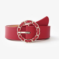 Round Buckle Exquisite PU Wrap Decorative Belt