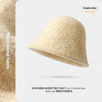 Rabbit Fur Bucket Hat Women's Fleece-lined Warm Bucket Hat