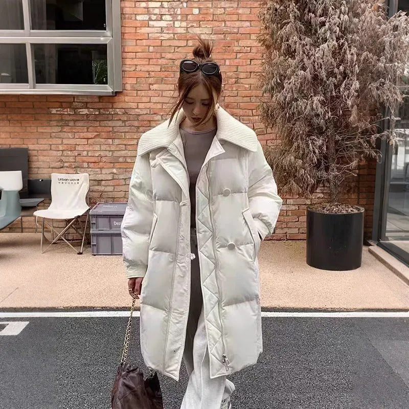 Fashionable Knitted Long Cotton Coat