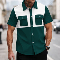 Waffle-Weave Lapel Casual Short-Sleeve