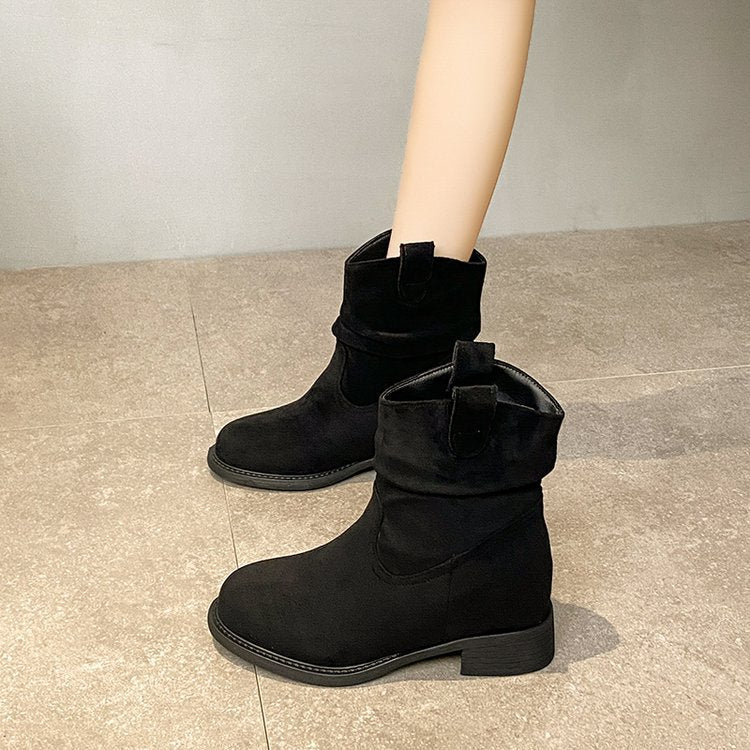 Suede Slimming Chunky-heel Fashion Ankle Boots