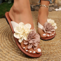 Floral Open-Toe Flat Flip-Flop Sandals