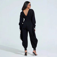 Slim-Fit V-Neck Long-Sleeve Jumpsuit