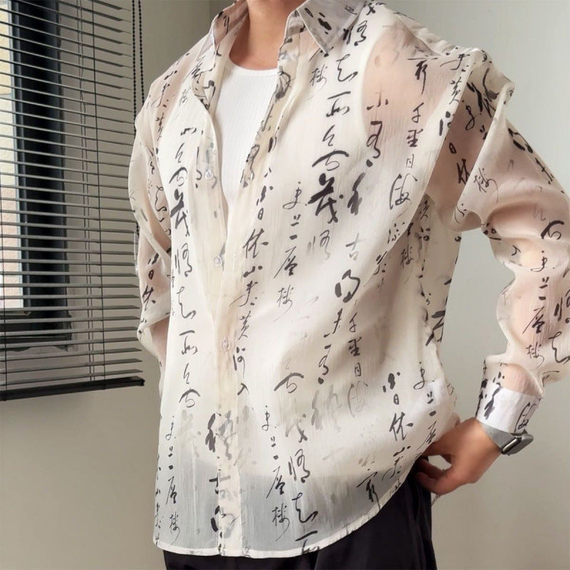 Sheer Fabric Slim-fit Edgy Shirt