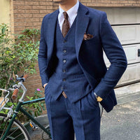 Autumn Winter Retro Herringbone Slim Fit Suits