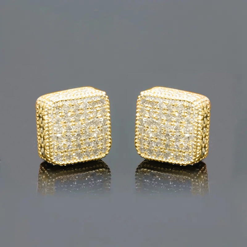 Simple Full-jeweled Stud Earrings Women's Fashion