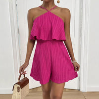 Halterneck Ruffled Cropped Jumpsuit
