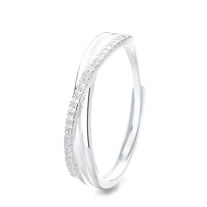 S925 Sterling Silver Line Design Simple All-Match Ring