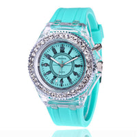 LED Luminous Watches Geneva Women Quartz Watch Women Ladies Silicone Bracelet Watches