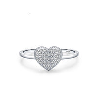 S925 Sterling Silver Diamond Inlaid Love Heart-shaped Ring Light Luxury High-end All-matching
