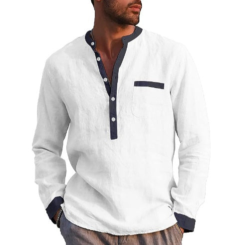 Long Sleeved Henry Cotton Linen Shirts