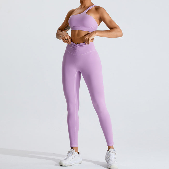 One-Shoulder Yoga Set with High-Waist Leggings