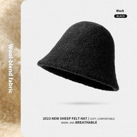 Rabbit Fur Bucket Hat Women's Fleece-lined Warm Bucket Hat