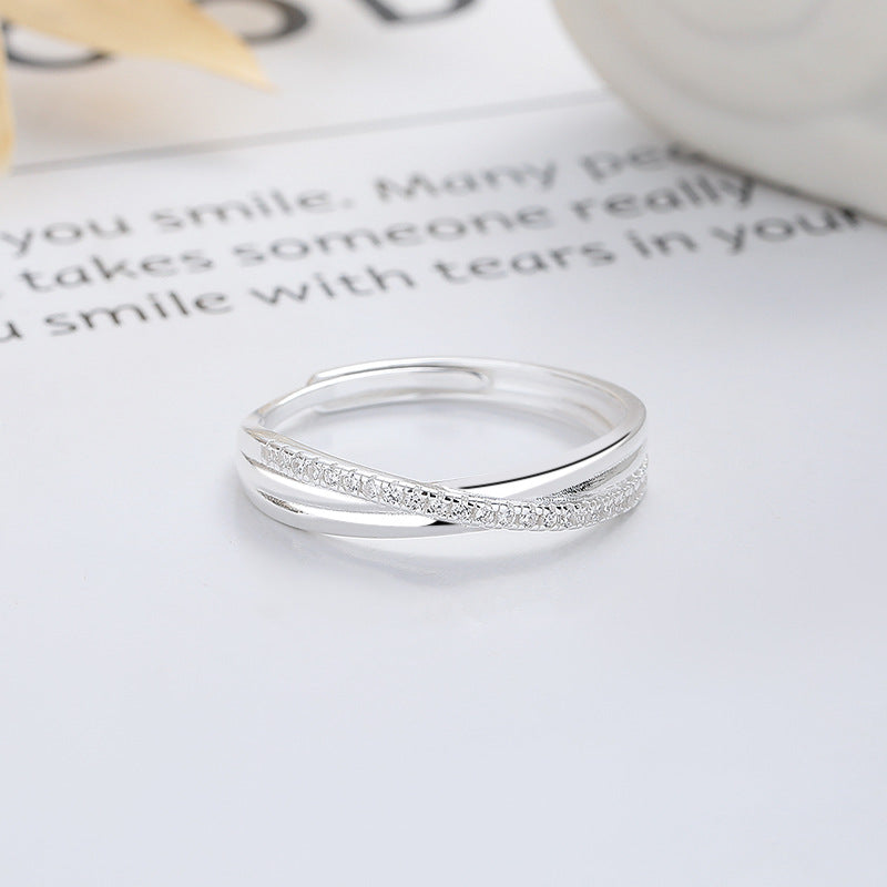 S925 Sterling Silver Line Design Simple All-Match Ring