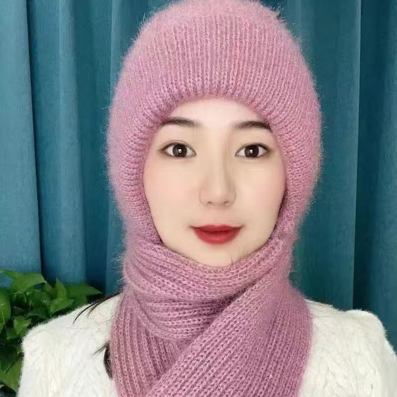 Women's Hat New Fleece-lined Thickened Scarf Integrated Style