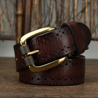 Hollowed-out First-layer Cowhide Pin-buckle Belt