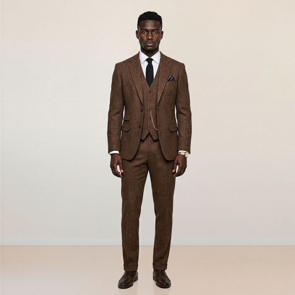 Herringbone Men's Suit Slim Fit – Dutch Vendor