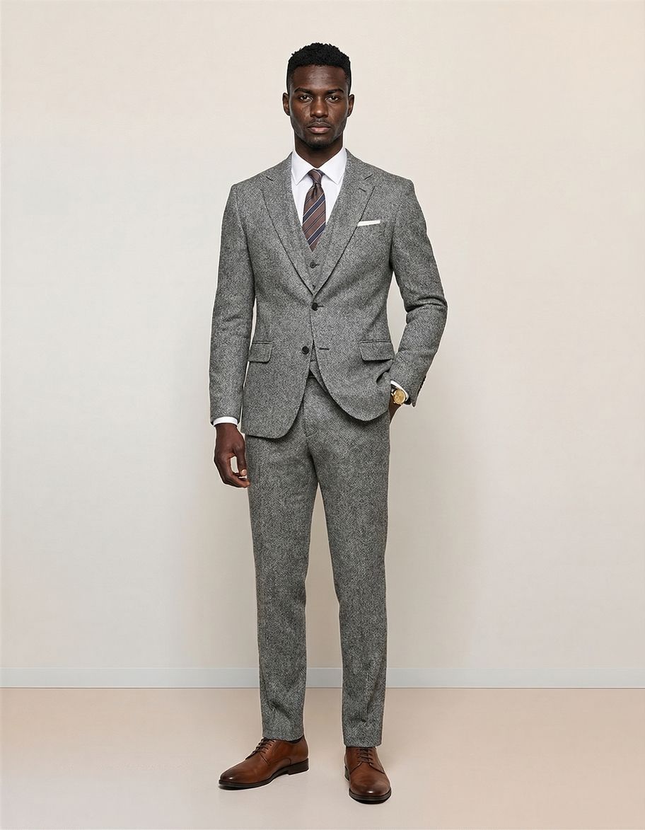 Herringbone Single-breasted Slim Sui