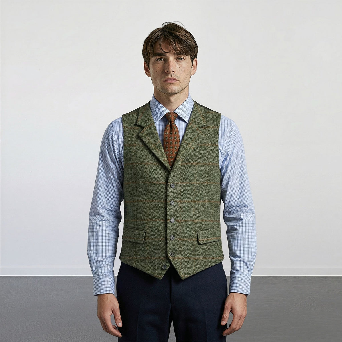Suits plaid tweed gilet